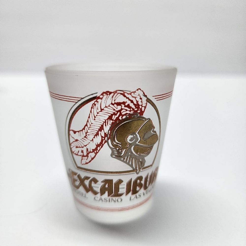 Vintage Excalibur Hotel Casino Las Vegas Frosted Shotglass